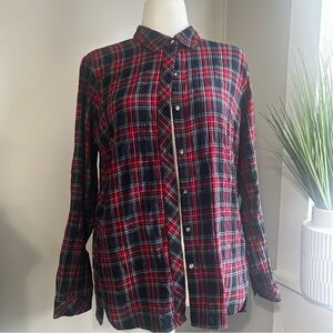 J. Jill Red and Blue Plaid Casual Shirt